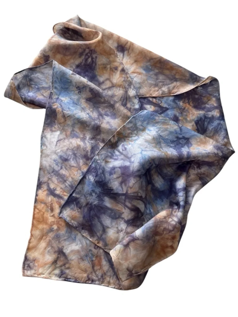 Silk Scarf Belt Boho Festival Coastal Cowgirl Waist Wrap Purple Tan 57-1/2” L